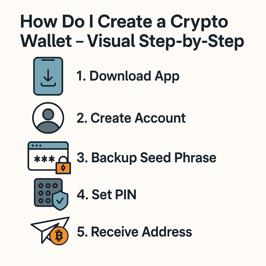 Infographic showing how do I create a crypto wallet step-by-step

