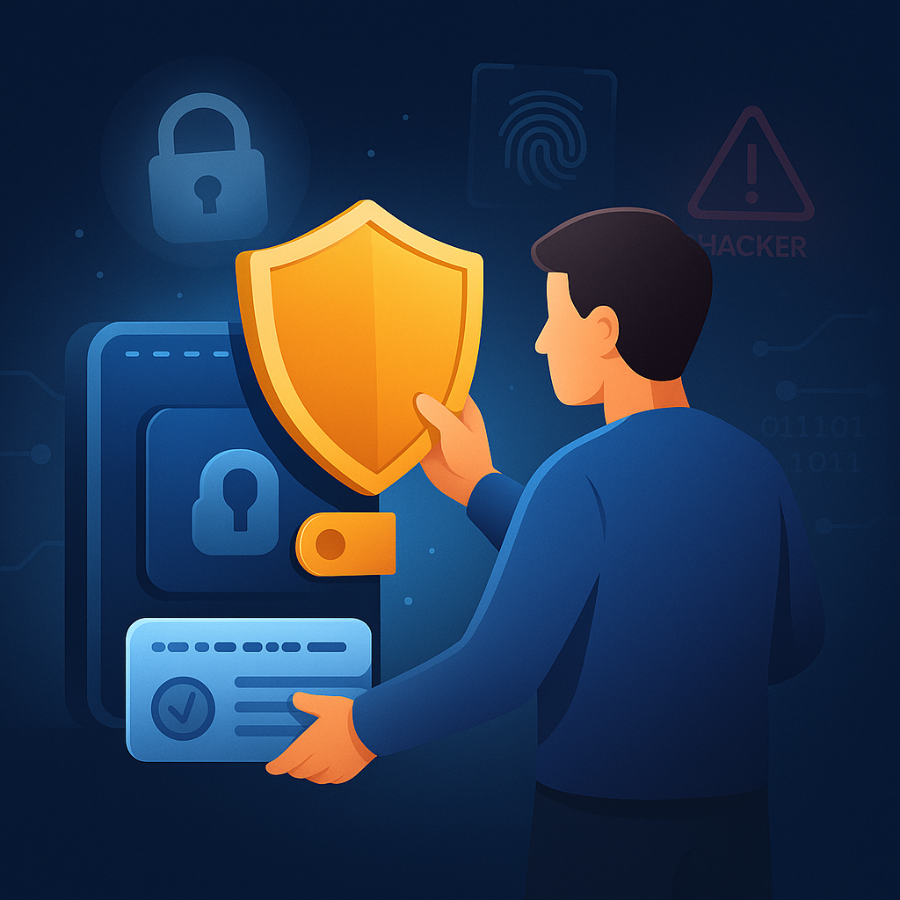 Digital security shield protecting a crypto wallet from threats,is Exodus wallet safe