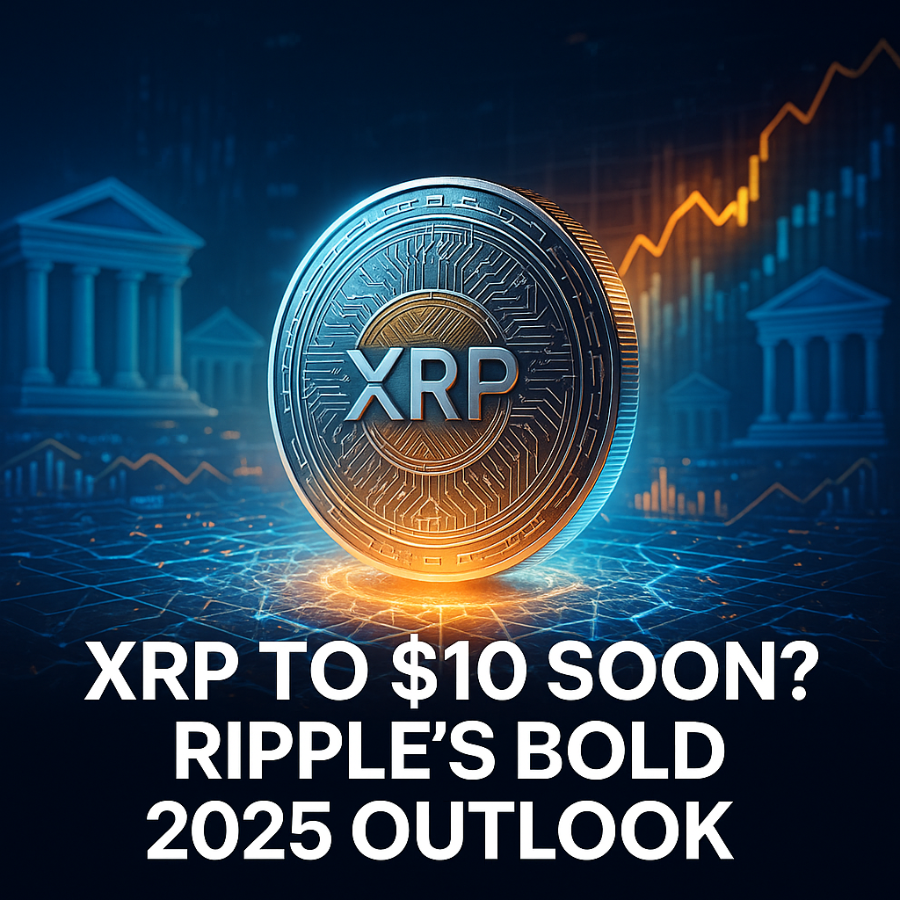 XRP to $10 Soon – Ripple cryptocurrency feature image with digital blockchain background.