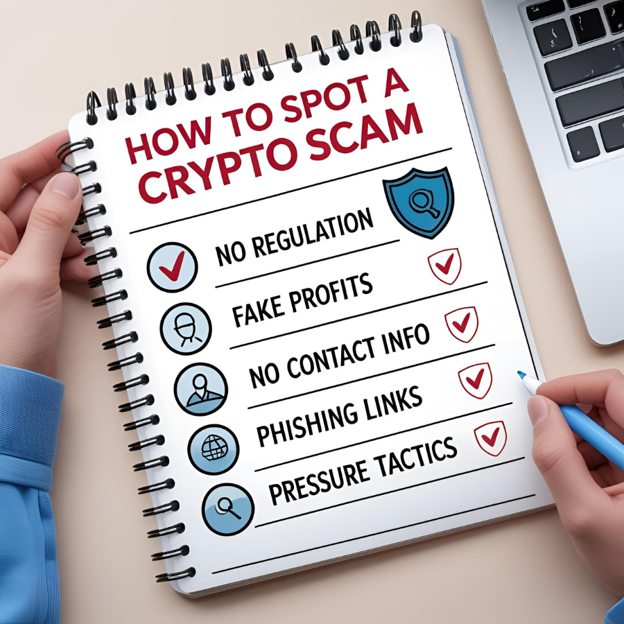 Checklist of tips to avoid crypto scams and fake exchanges