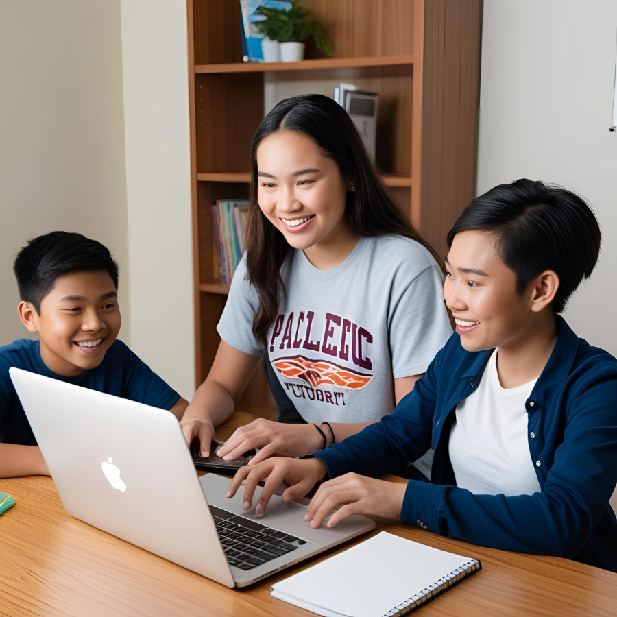 College student managing an online side hustle
