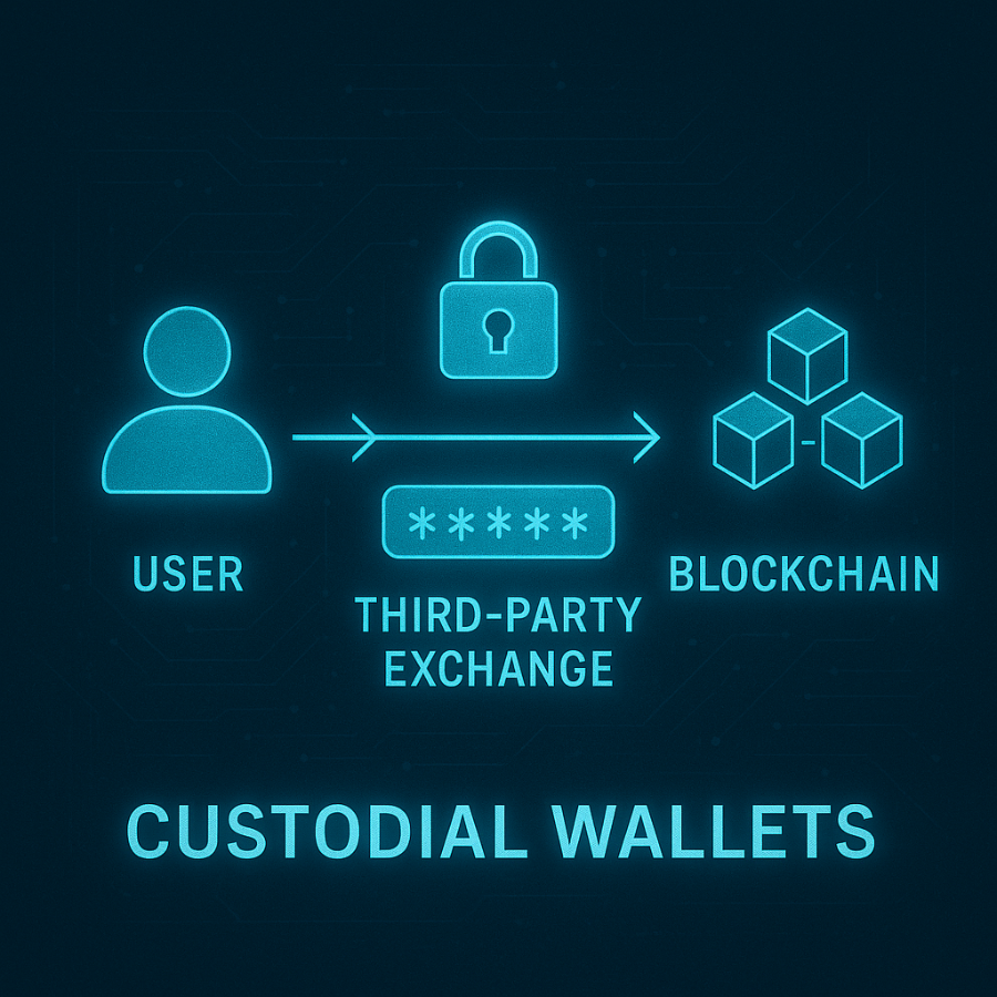 How a custodial wallet operates through third-party access