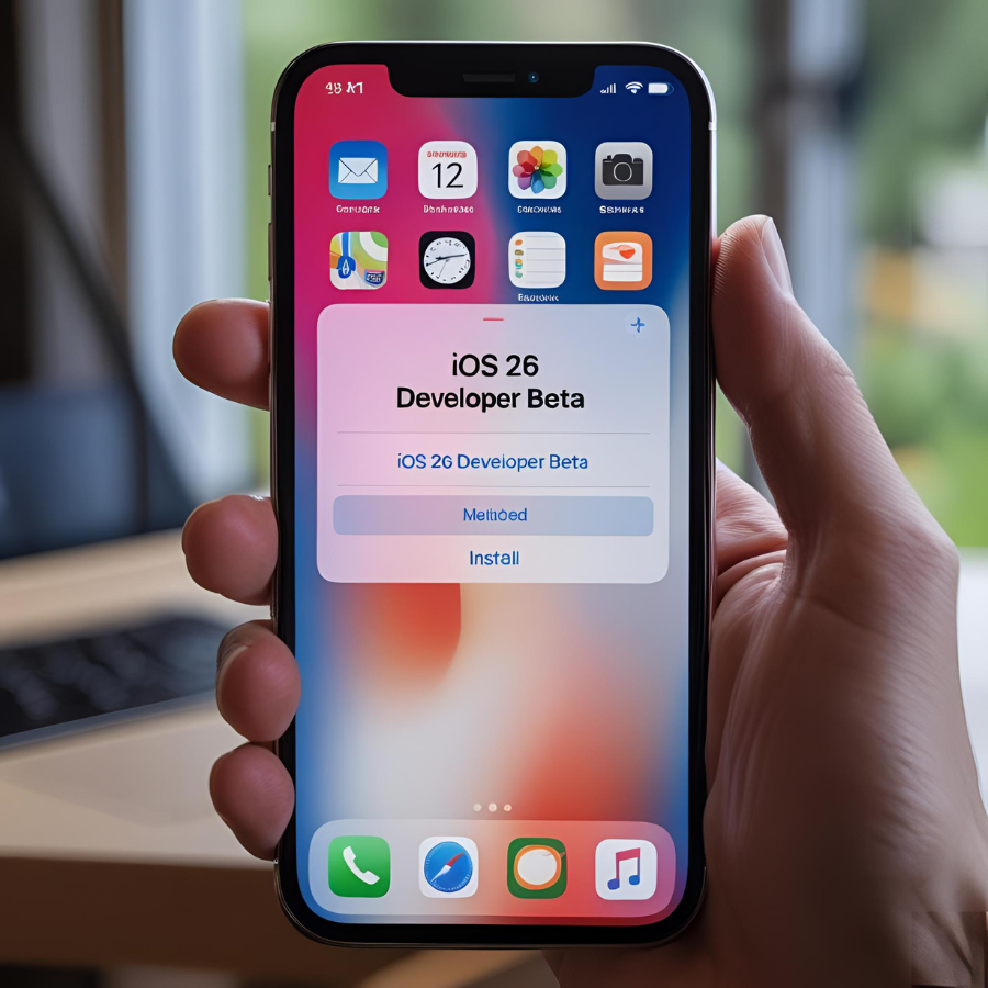 Apple iOS 26 beta download screen on iPhone