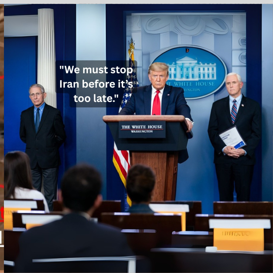 President Trump at briefing over potential U.S. war action.


