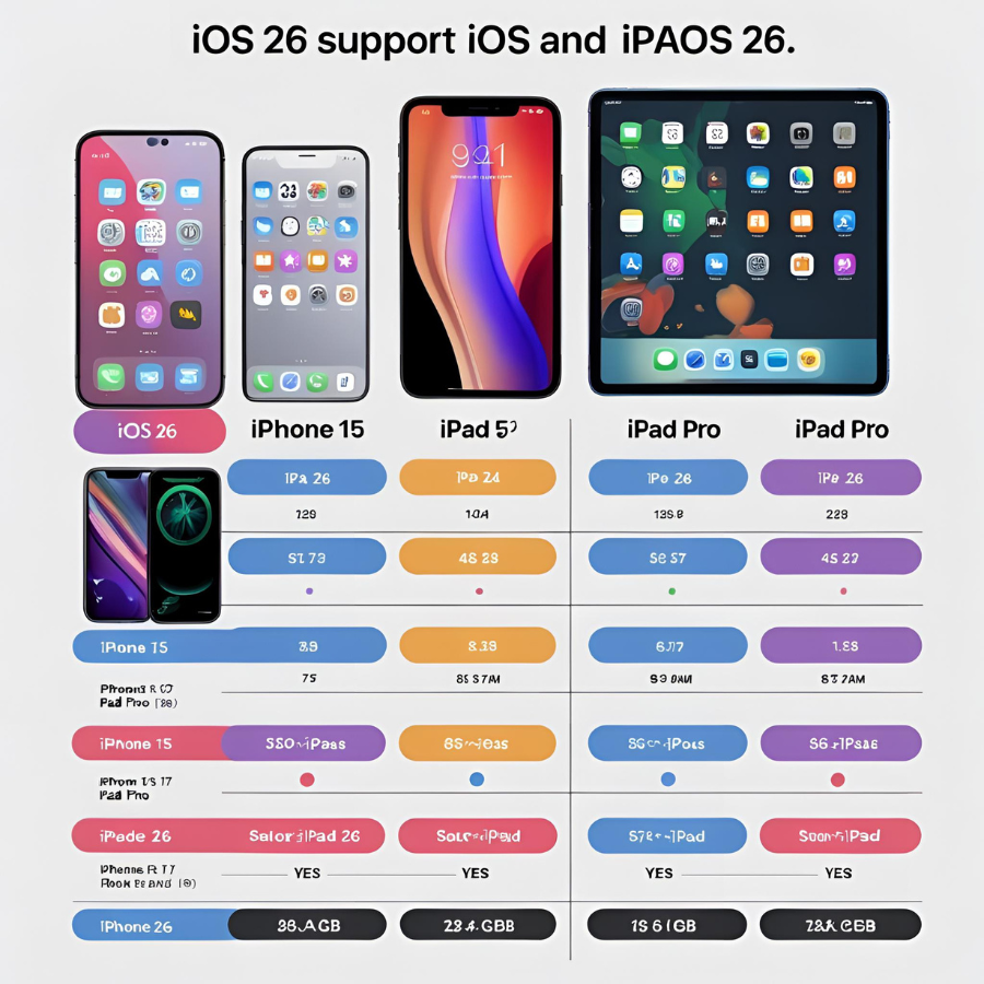 iOS 26 and iPadOS 26 supported devices comparison