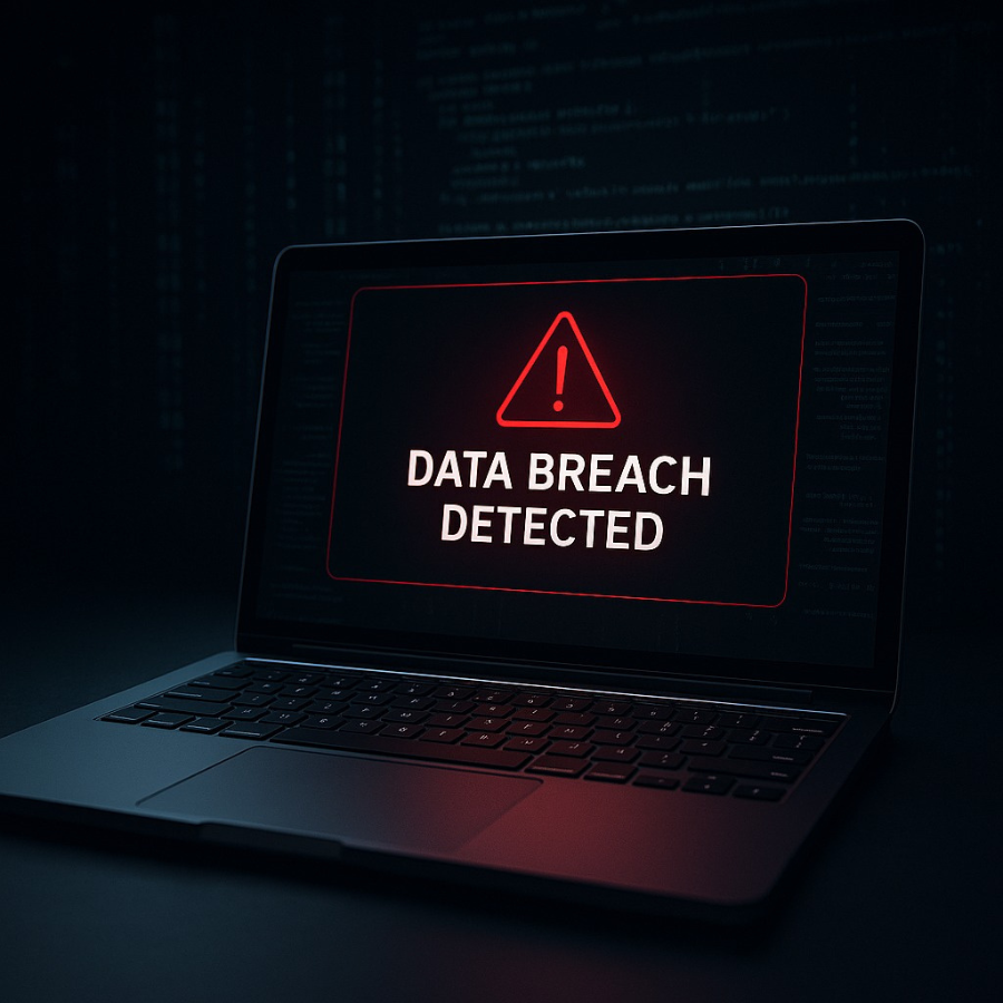HaveIBeenPwned data breach checker interface showing alert