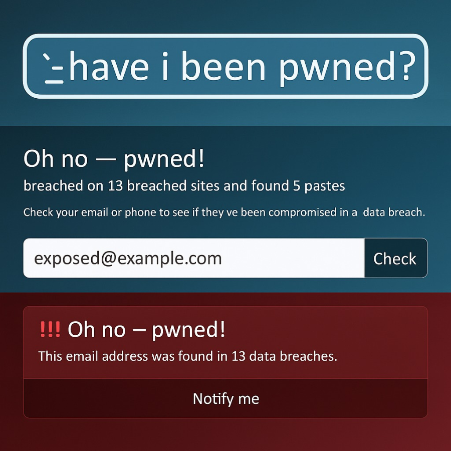 HaveIBeenPwned website showing email breach result