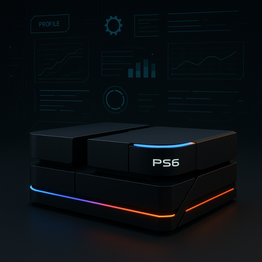 "PS6 design concept with RGB lighting and modular build"