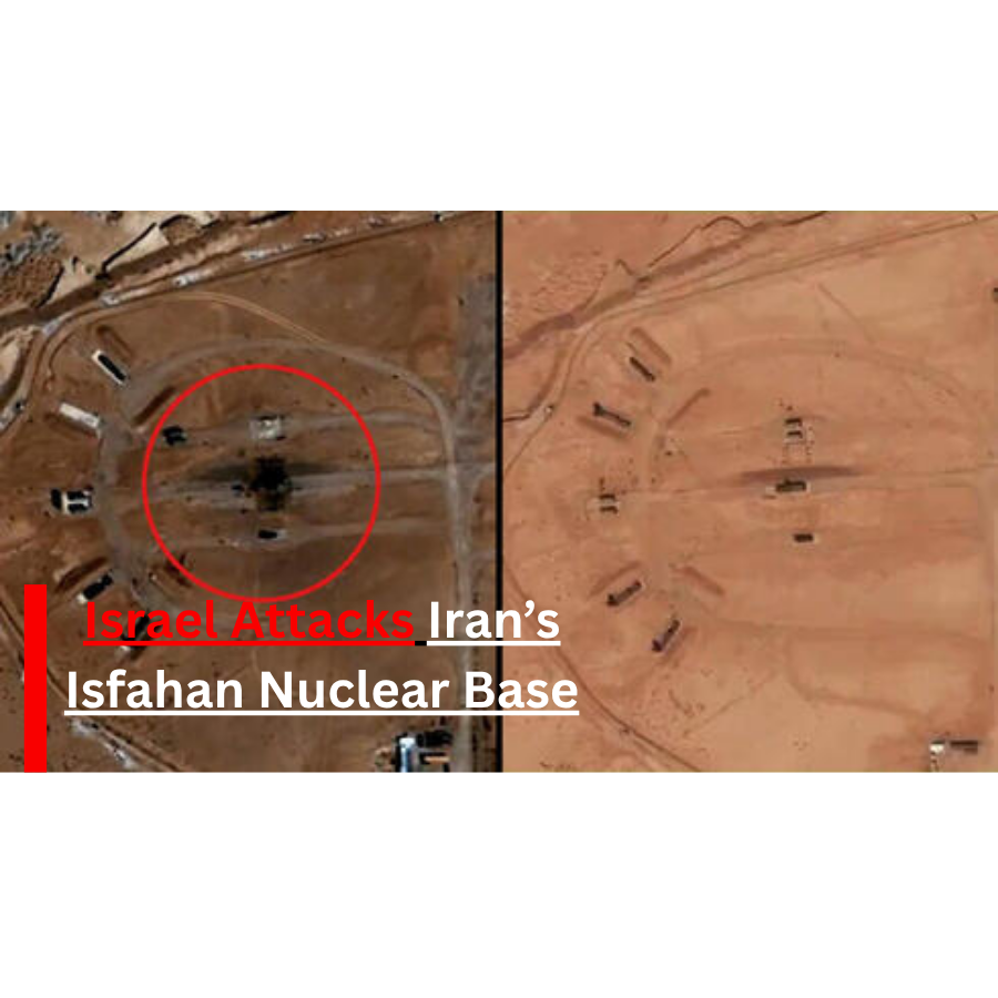 Aerial strike on Iran’s nuclear facility in Isfahan during night raid.